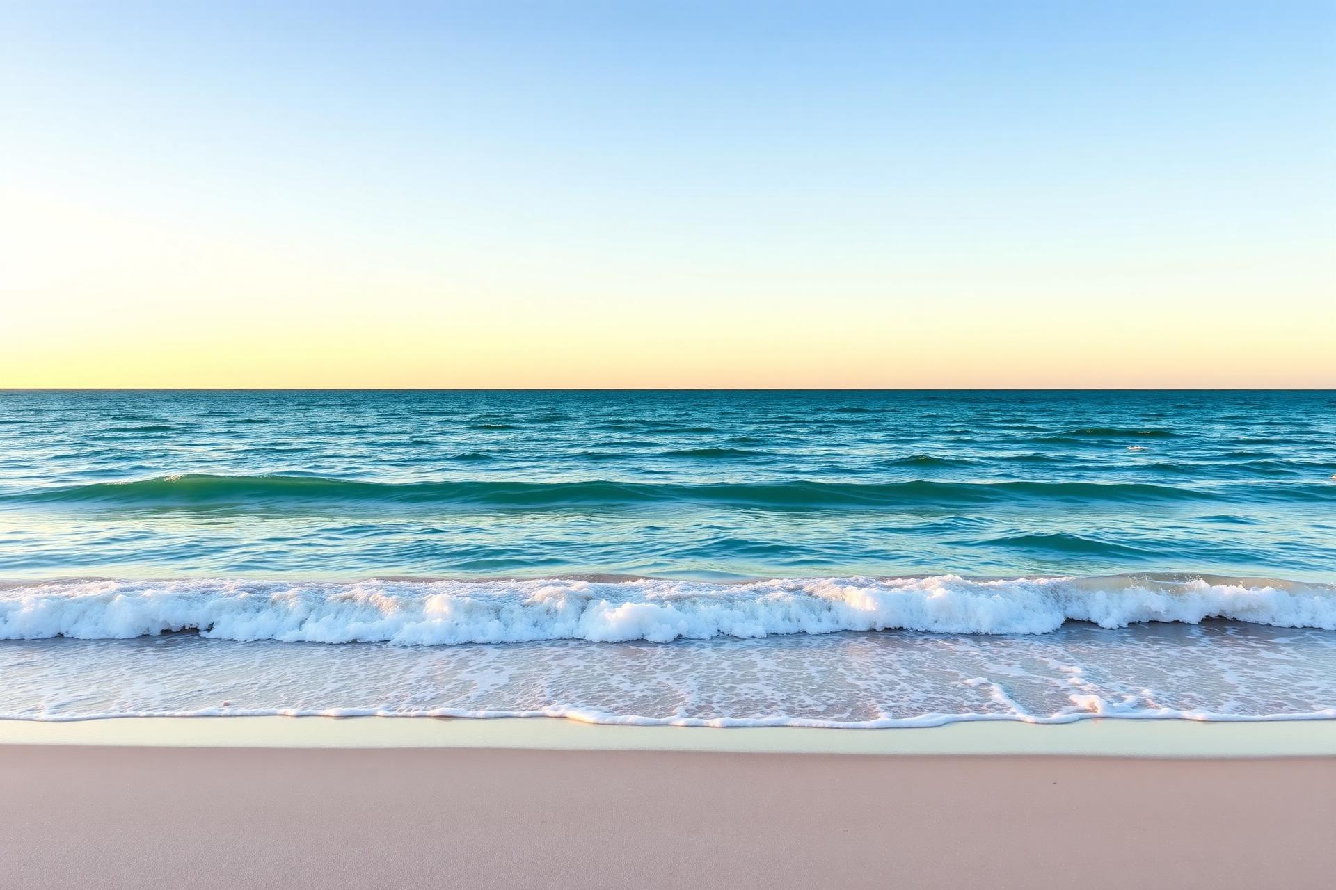 Calm Florida coastline at golden hour